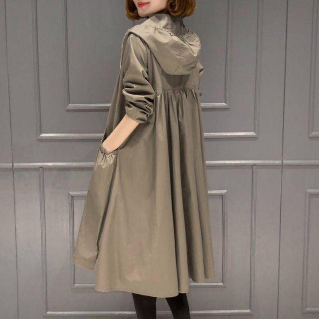 Lewwe-Hooded Long Trench Coat