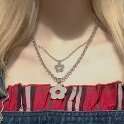PANGU - Stainless Steel Flower Pendant Necklace PANGU - Stainless Steel Flower Pendant Necklace