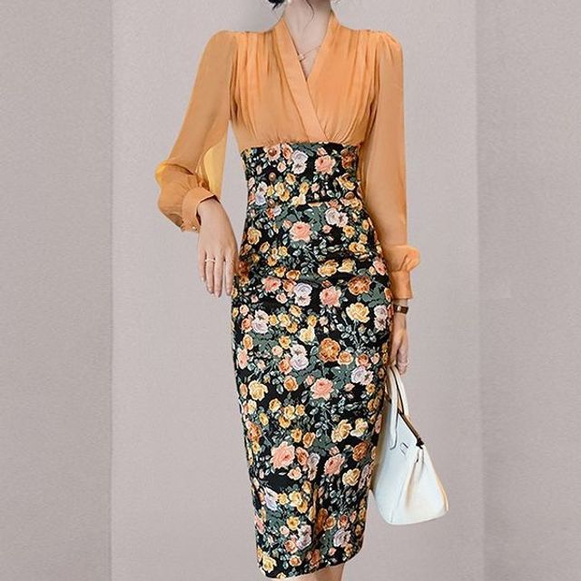 two piece floral bodycon dress Zanvylia Women's 2-Piece Floral Dress Set Magenta Cropped Open-Front Blazer & Sleeveless Rose Print Bodycon Midi Dress Romantic Semi Formal Office to