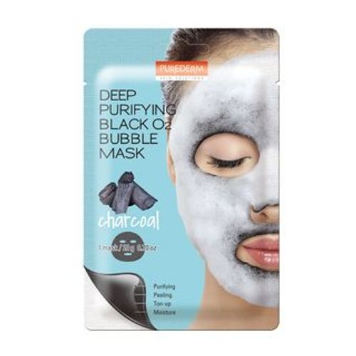 PUREDERM - Deep Purifying Black O2 Bubble Mask (Charcoal) | YesStyle