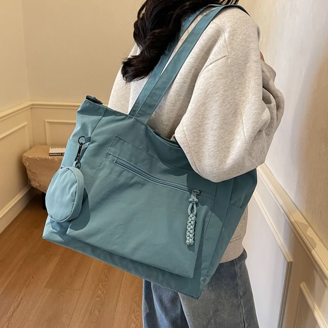 KOCORE-Set Plain Fabric Tote Bag Coin Purse