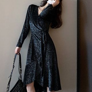 long sleeve midi shift dress