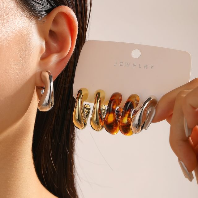 Rodiv-Alloy Resin Earring Set Various Designs