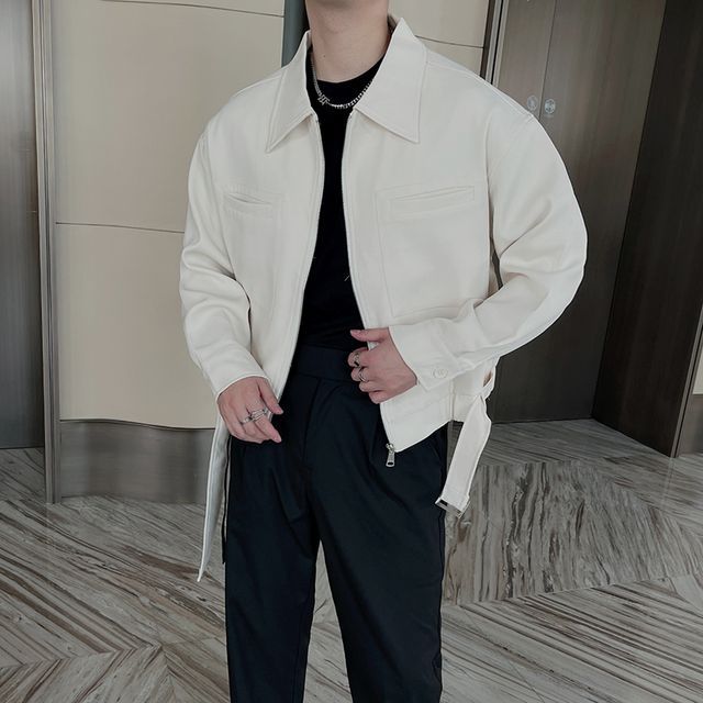 Orungeetun-Long-Sleeve Plain Jacket