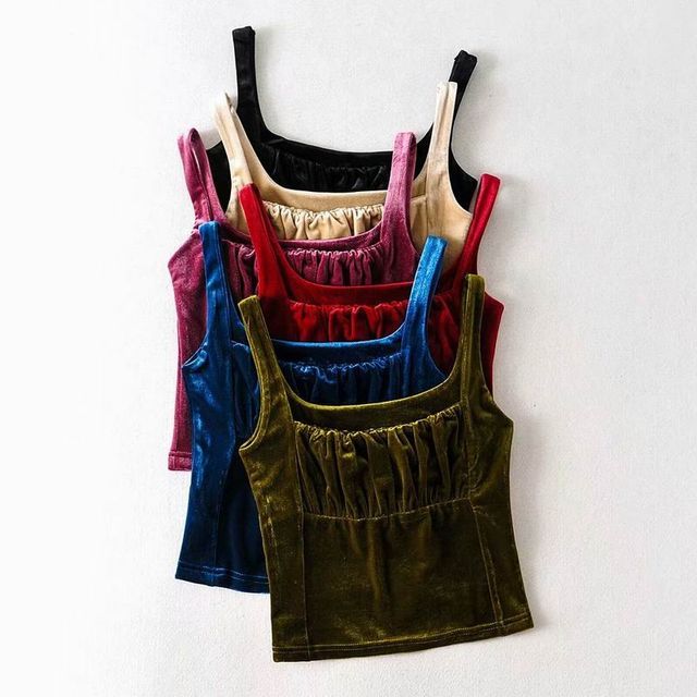 Hollahop-Spaghetti Strap Velvet Top
