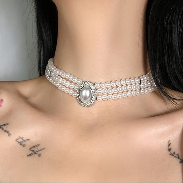 Chimerro-Faux Pearl Layered Choker