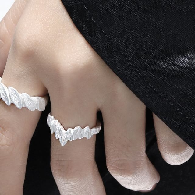 Phoenoa-925 Sterling Silver Textured Open Ring