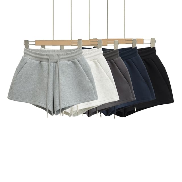 Ulark-Drawstring Waist Plain Shorts