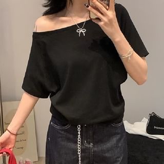Dewbluen Short-Sleeve Off Shoulder Plain Top Sale