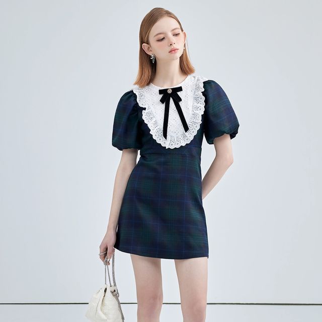 sachin and babi light blue dress Coco Y Club 251-6078 printed short sleeve dress main image 1