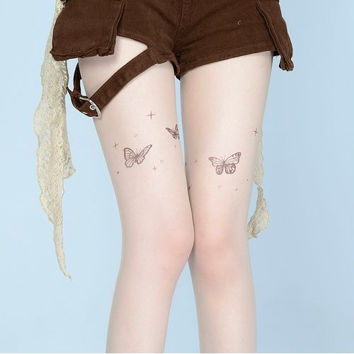 laceyleft - Patterned Sheer Stockings / Tiered Leg Warmers / Set