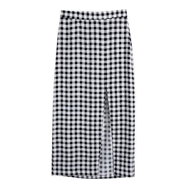 Millowmellow - Gingham Check Midi Pencil Skirt | YesStyle