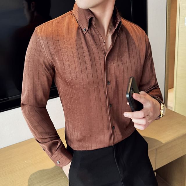 Blueforce-Striped Button-Up Shirt