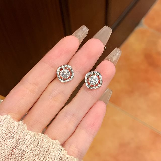 Kiren-Cubic Zirconia Square Stud Earring
