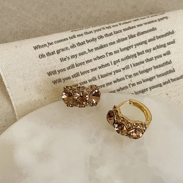 Panda Dama-Rhinestone Hoop Earring
