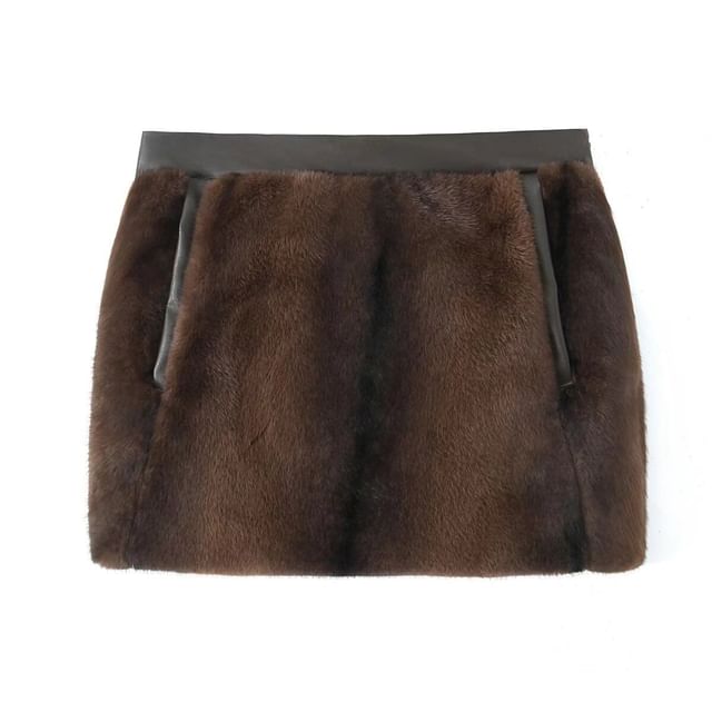 Asiris - [L] Low Waist Faux Fur Mini Skirt | YesStyle
