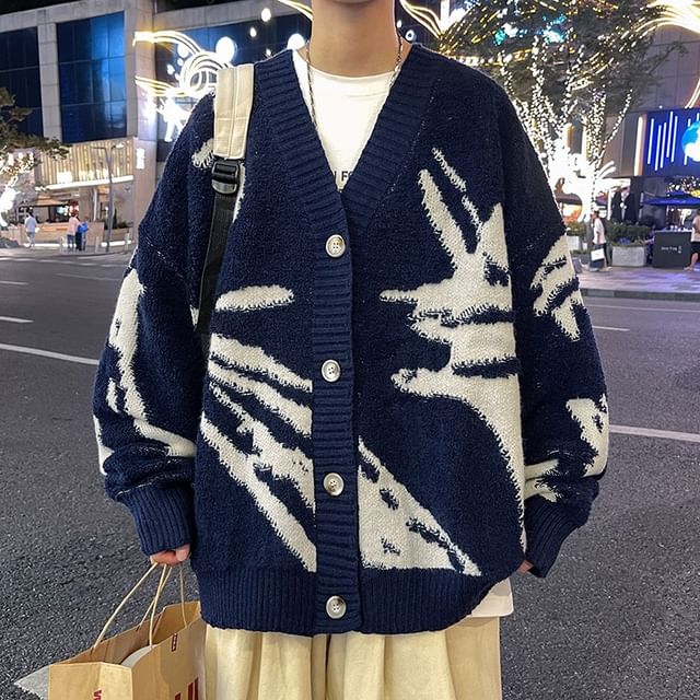 Freehop-Jacquard-Cardigan mit Knöpfen