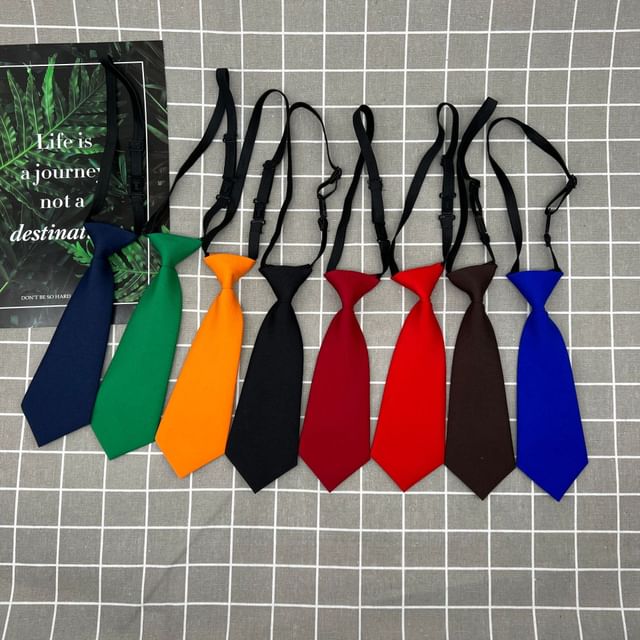 Prodigy-Plain Short Pre Tied Neck Tie