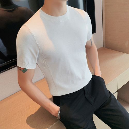 Short-sleeve knit T-shirt