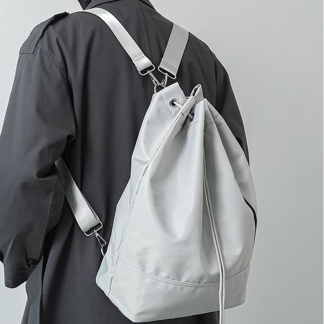 SUNMAN-Plain Drawstring Nylon Backpack