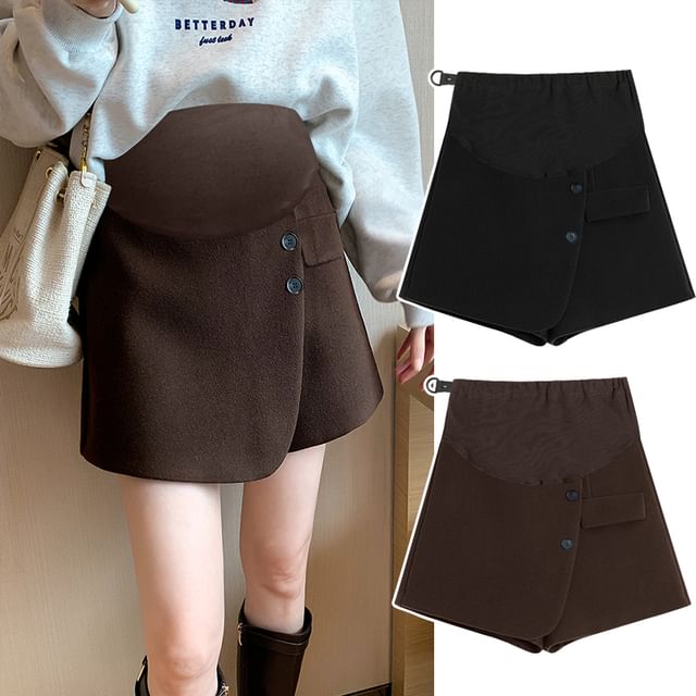 NEUF-Maternity High Waist Plain Asymmetrical Skort