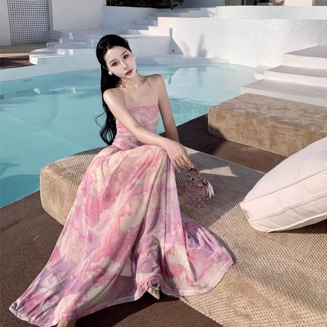 chinese dress ladies Equestrian Elegance: Horse Print Poplin Maxi Dress