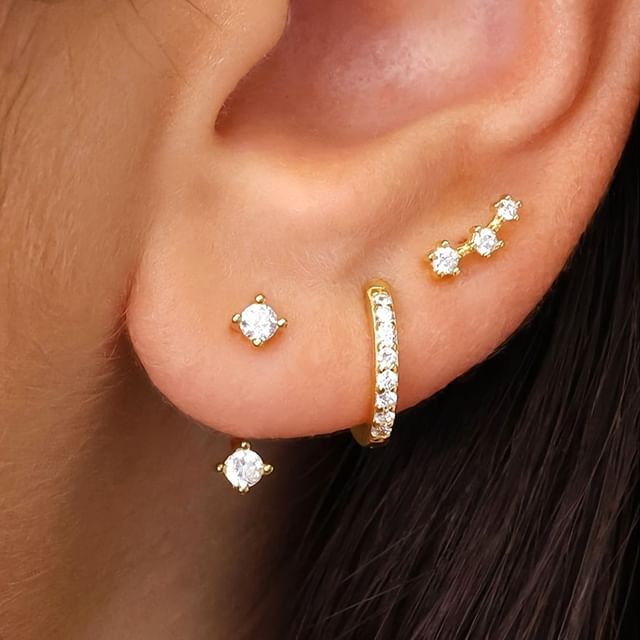 kiqwin-Set of 3 Rhinestone Earring