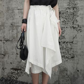 SIMPLE BLACK-Midi Layered Skirt