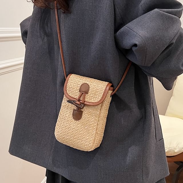 KOCORE-Striped Structured Woven Crossbody Bag