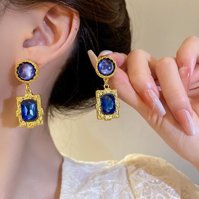 Calafa-Rectangle Resin Alloy Dangle Earring