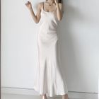 Scoop Neck Mermaid Pleated Spaghetti Straps Dress Mulberry main image 1