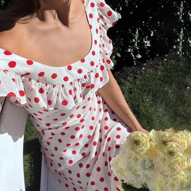 Trisica - Short-Sleeve Off Shoulder Polka Dot Midi A-Line Dress | YesStyle Trisica - Short-Sleeve Off Shoulder Polka Dot Midi A-Line Dress | YesStyle