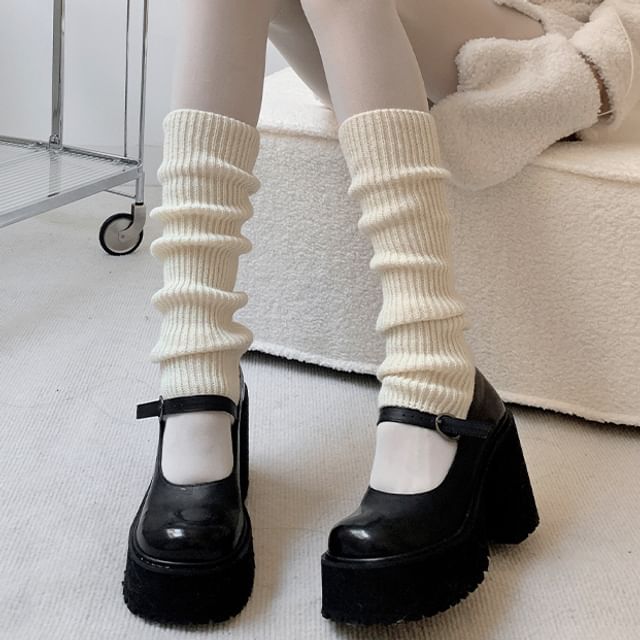 Desperim-Plain Knit Leg Warmers