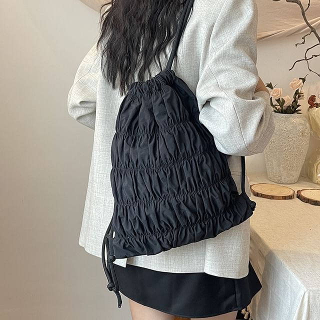 Letheroni-Ruched Nylon Backpack