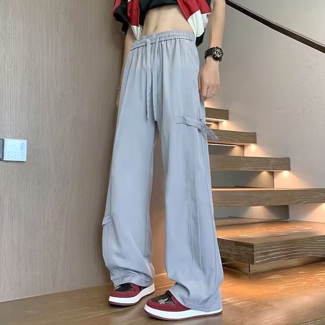 farrahces-Mid Rise Plain Wide Leg Pants