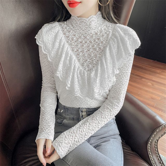 Everose-Long-Sleeve Lace Top