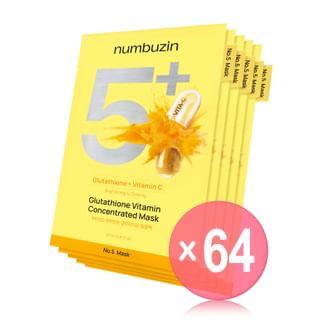 numbuzin - No.5+ Glutathione Vitamin Concentrated Mask Set 5 sheets (x64) (Bulk Box)