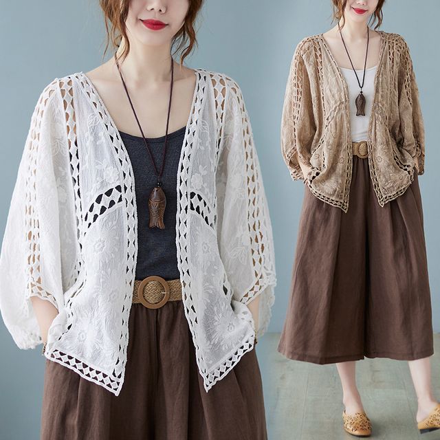 Lewwe-Loose Fit Cut Out Light Jacket