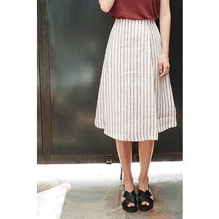 CHERRYKOKO Pinstripe Midi Wrap Skirt | YesStyle