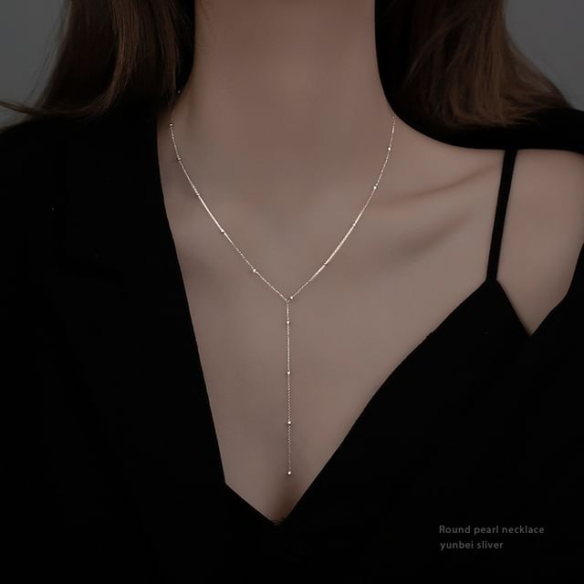 Hansha-Alloy Lariat Necklace