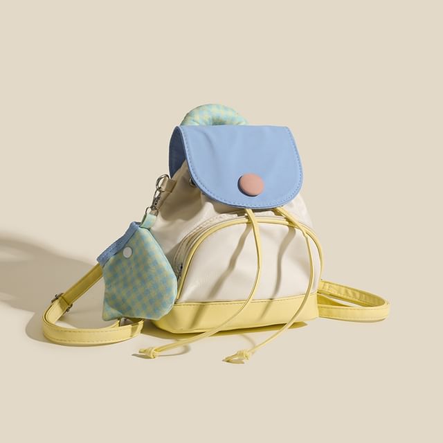 Mulgam-Color Block Snap Buttoned Backpack