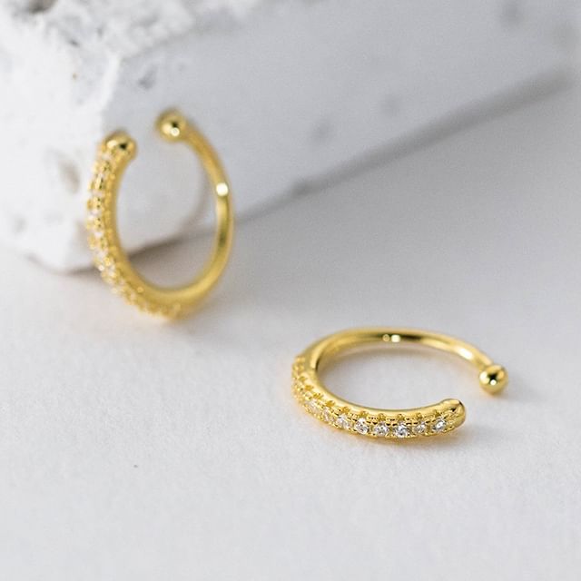 A-ROCH-925 Sterling Silver Rhinestone Ear Cuff