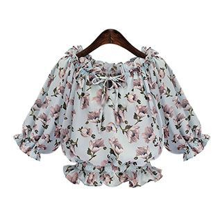 AGA - Floral Print Chiffon Blouse | YesStyle