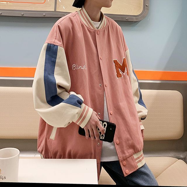 JUN.LEE - Color-Block Applique Baseball Jacket, YesStyle