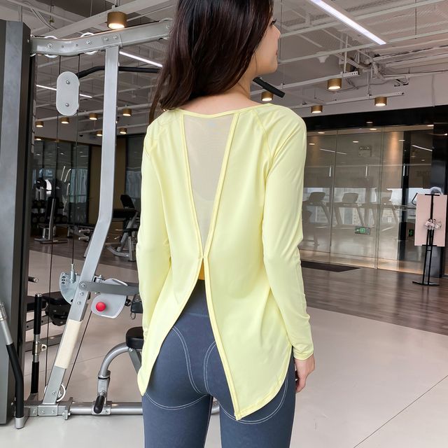 long sleeve mesh sports top