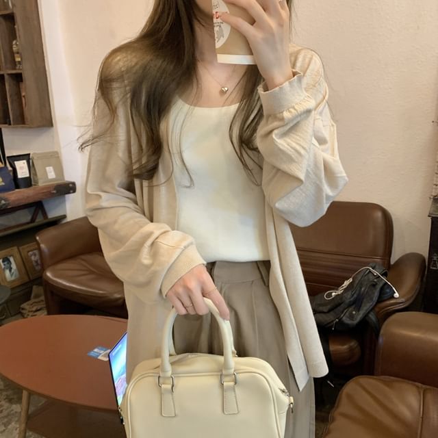 Dragan Pulse-Plain Open Front Cardigan