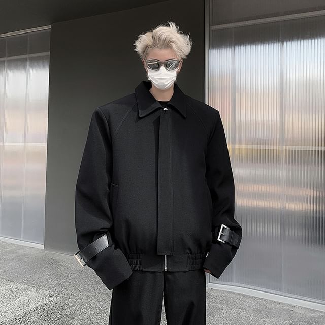 Orungeetun-Long-Sleeve Plain Jacket