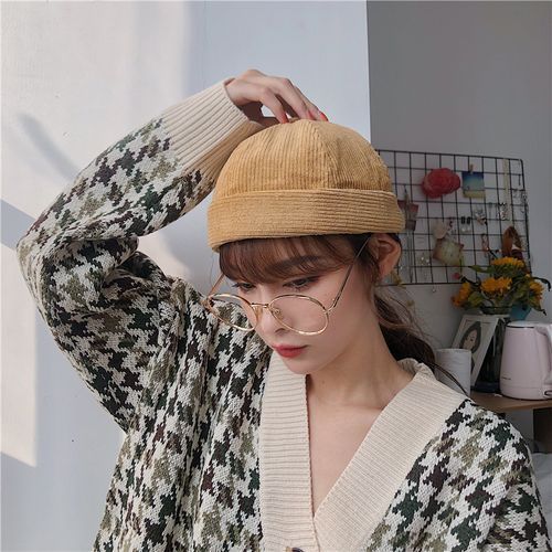 corduroy brimless cap