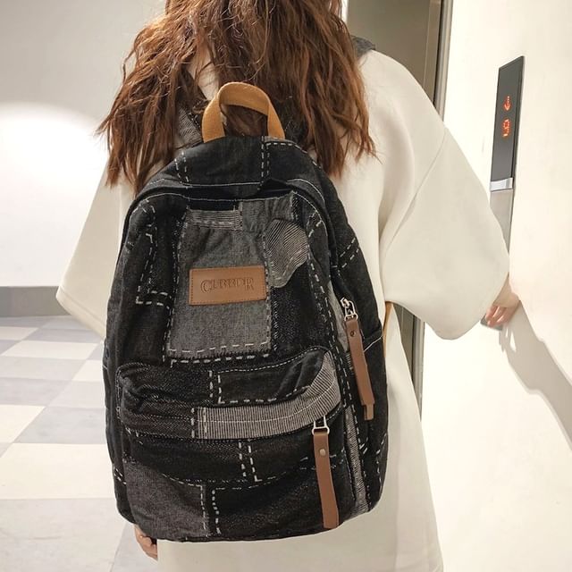 HOVERUP-Contrast Stitched Paneled Backpack