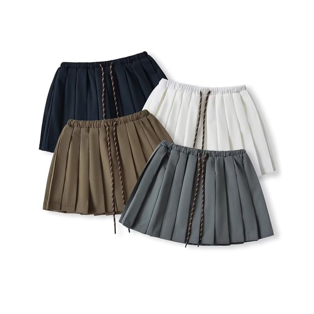 Faiar-Mid Rise Plain Mini A-Line Pleated Skirt
